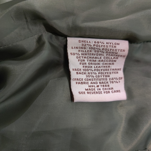 Michael Kors jacket down racoon fur collar army green - Picture 5 of 7